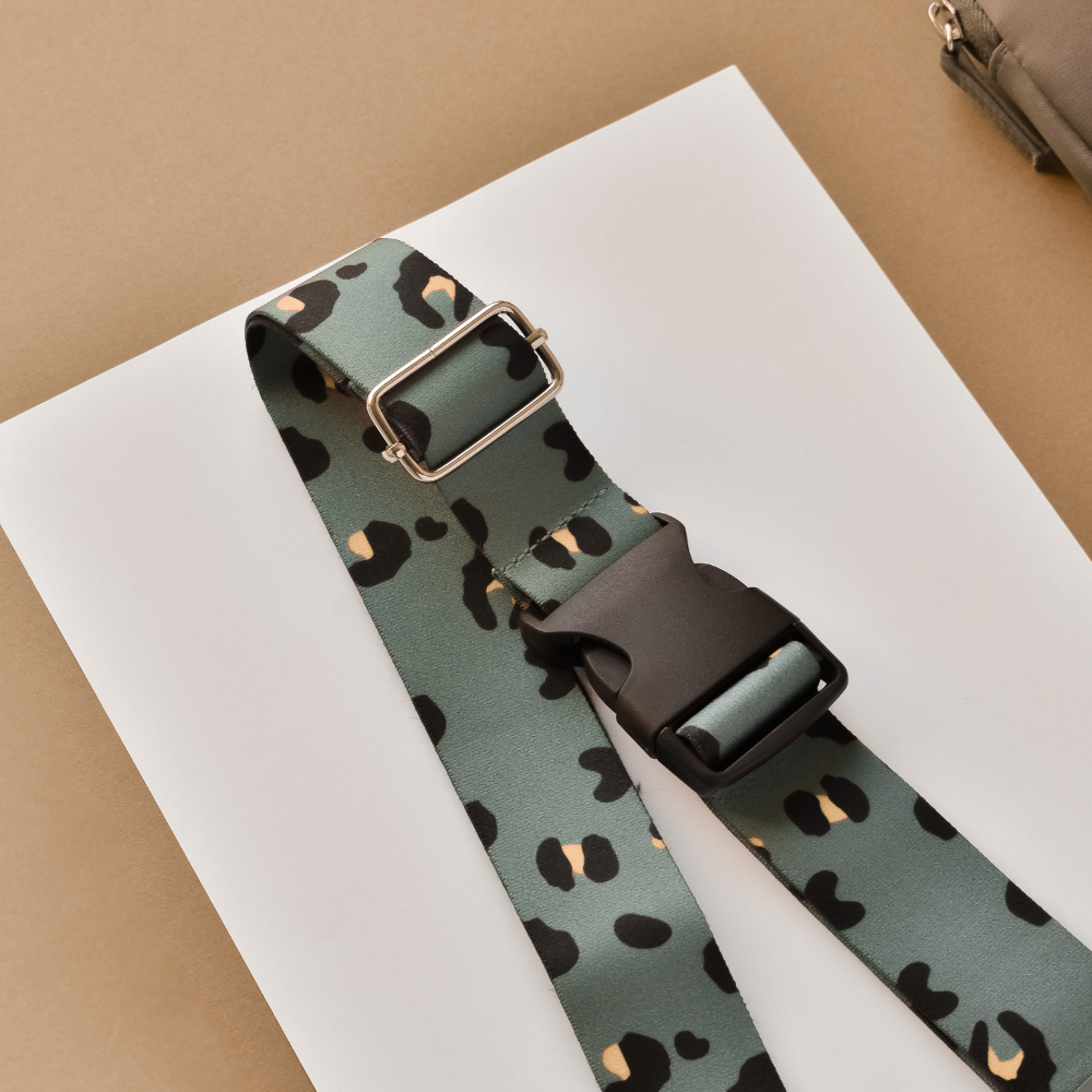 Sac de promenade + sangle vert sauge léopard + pochette frifri pour chien - Moka