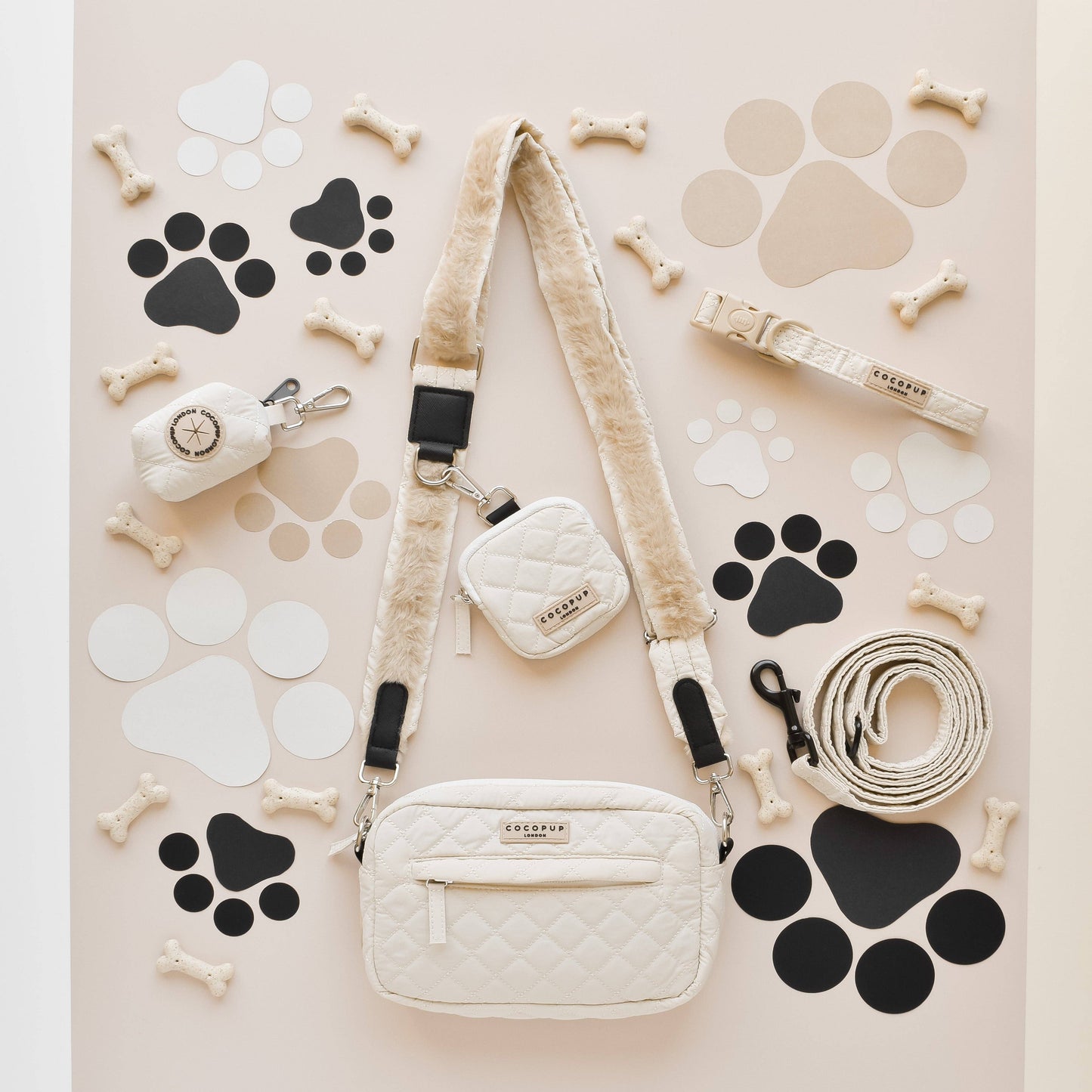 Sac de promenade + sangle + pochette frifri pour chien - Matelassé