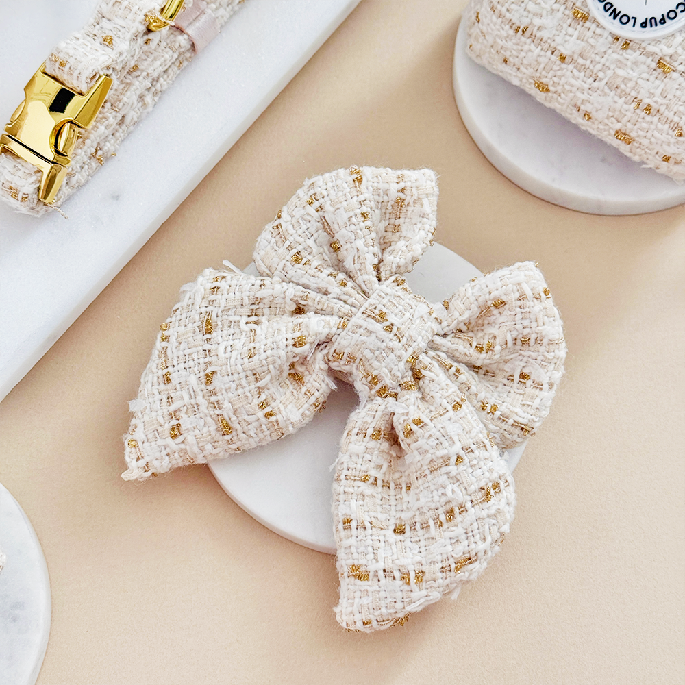 Nœud papillon marin en tweed texturé vanille