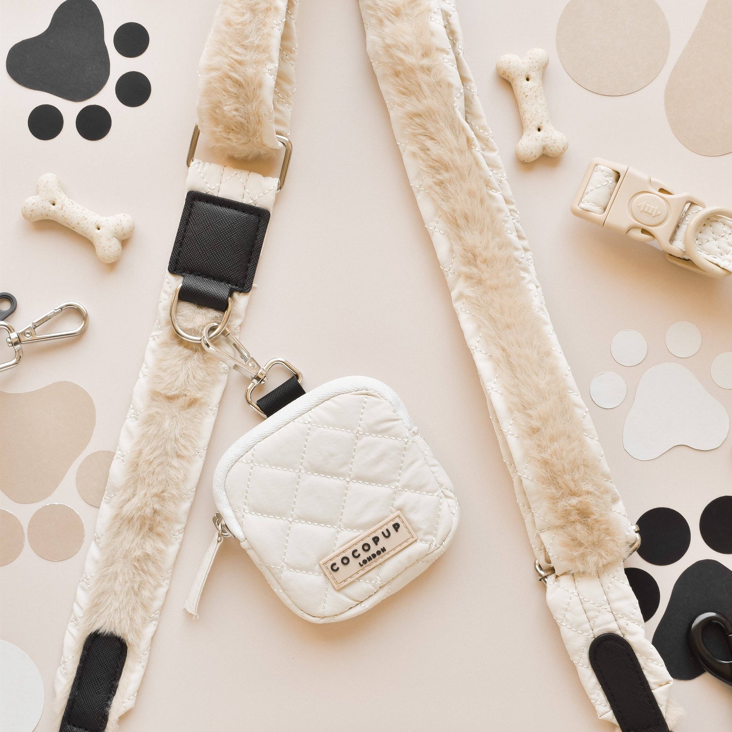 Sac de promenade + sangle + pochette frifri pour chien - Matelassé