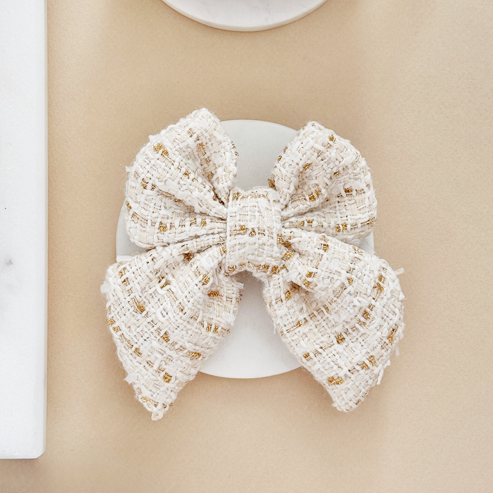 Nœud papillon marin en tweed texturé vanille