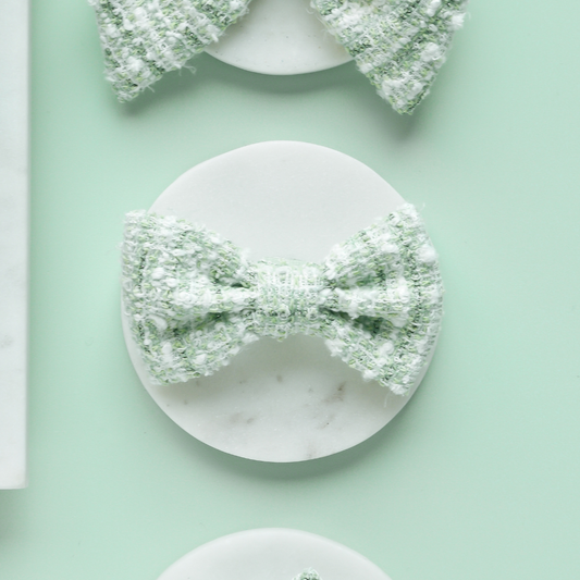 Nœud papillon en tweed texturé matcha