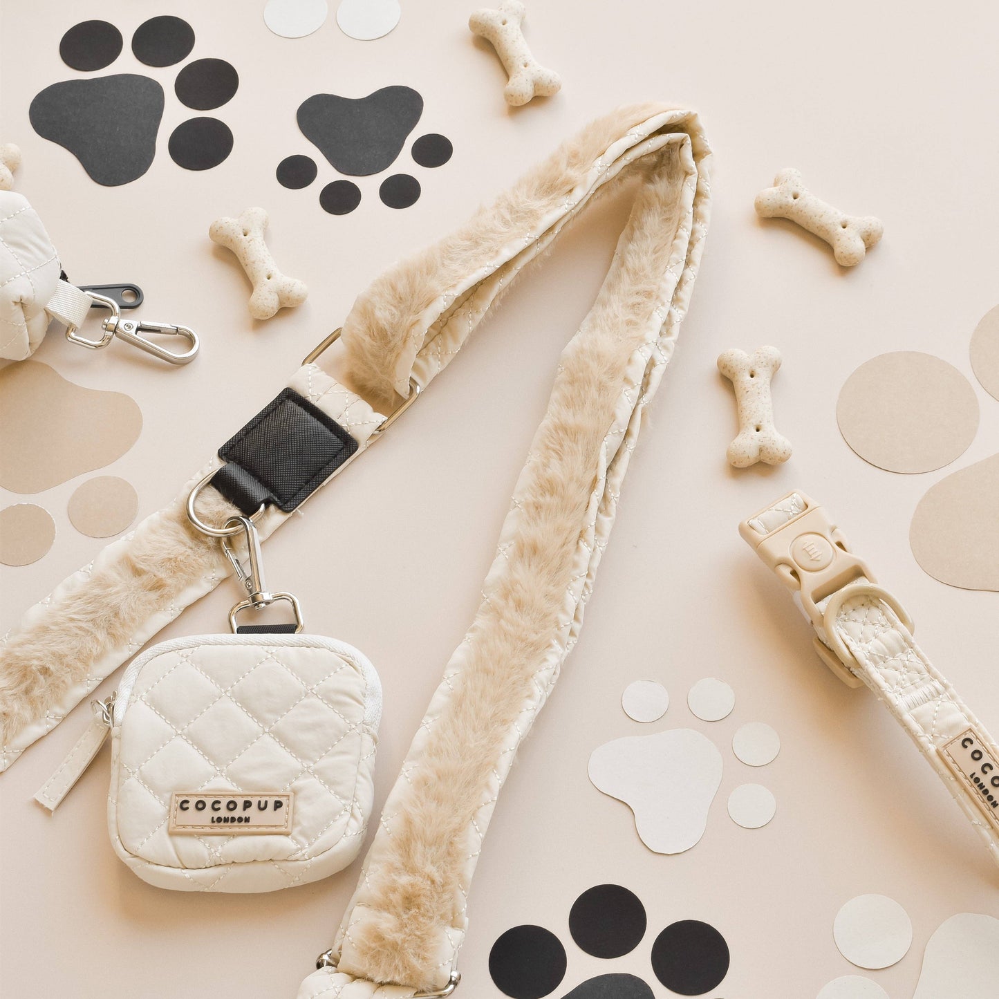 Sac de promenade + sangle + pochette frifri pour chien - Matelassé