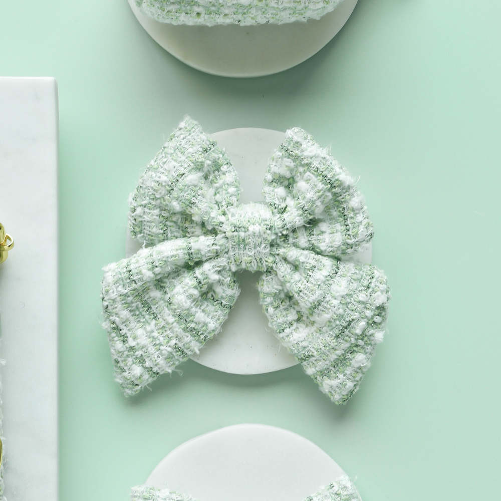 Nœud papillon marin en tweed texturé matcha