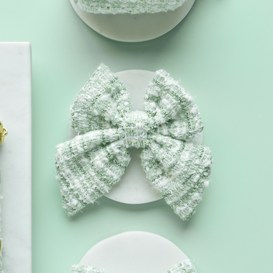 Nœud papillon marin en tweed texturé matcha