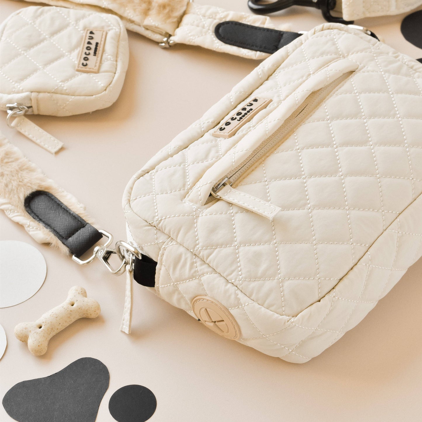 Sac de promenade + sangle + pochette frifri pour chien - Matelassé
