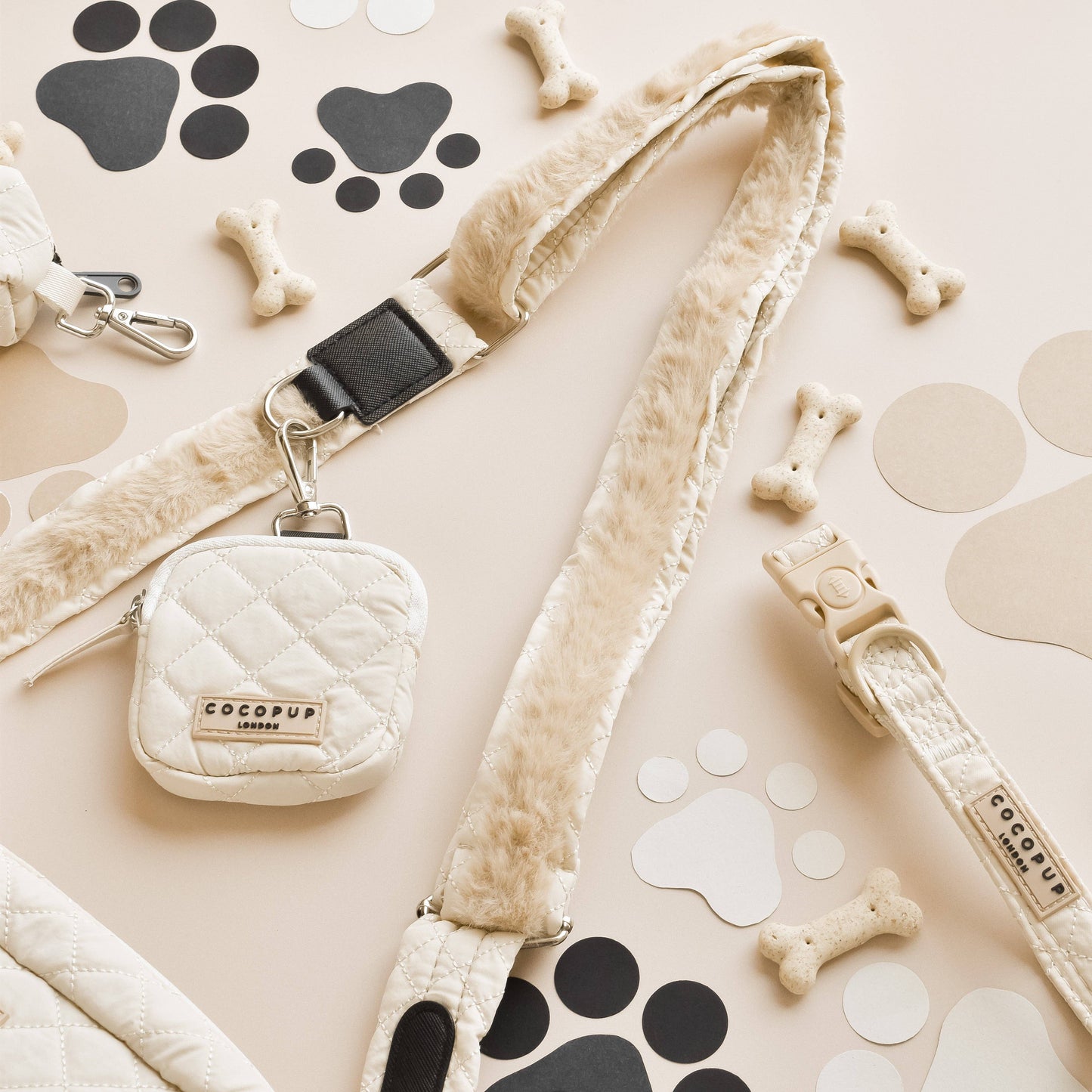 Sac de promenade + sangle + pochette frifri pour chien - Matelassé