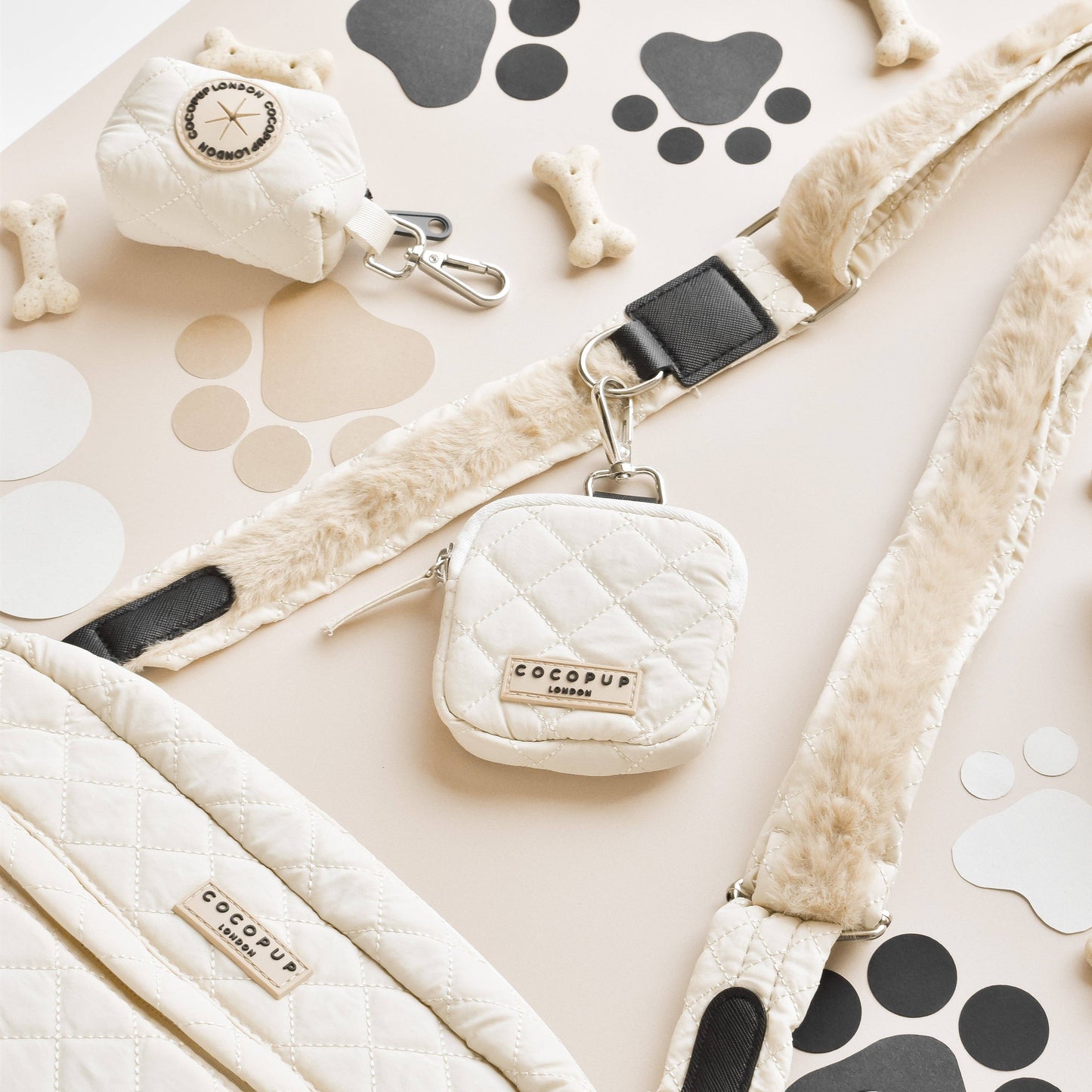 Sac de promenade + sangle + pochette frifri pour chien - Matelassé