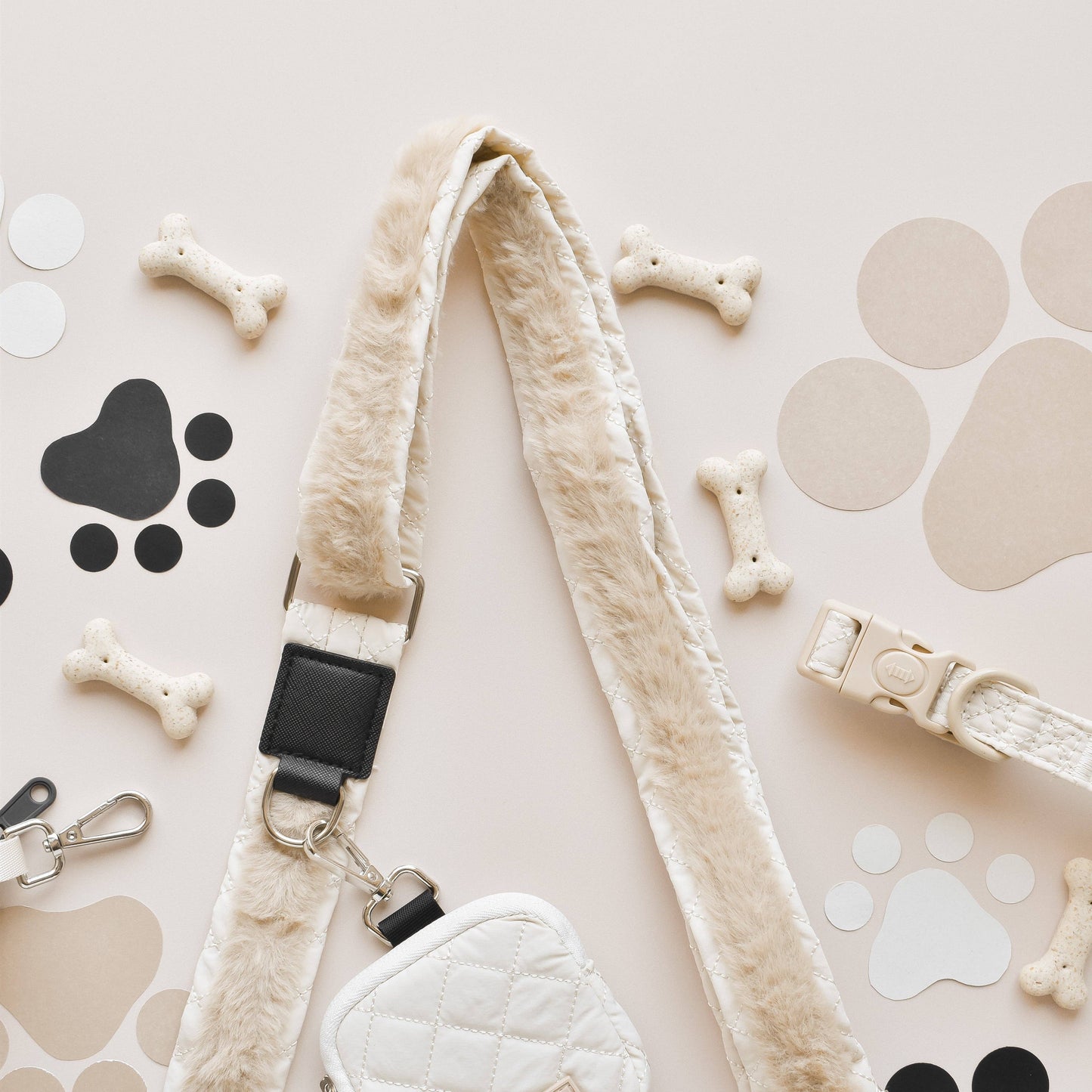 Sac de promenade + sangle + pochette frifri pour chien - Matelassé